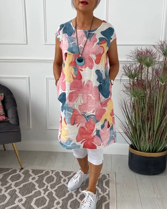 Lässiges Longtop mit farbenfrohem Blumenprint
