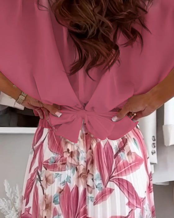 Bluse einfarbig taillenband kurzarm