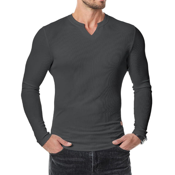 Hemd Herren Slim Fit V-Ausschnitt Longline Muscle