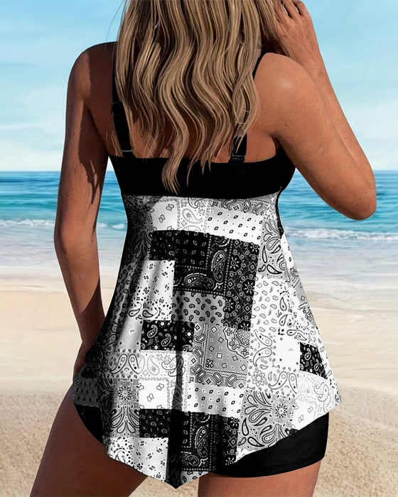 Tankini Zweiteilig Bedruckter Boxer