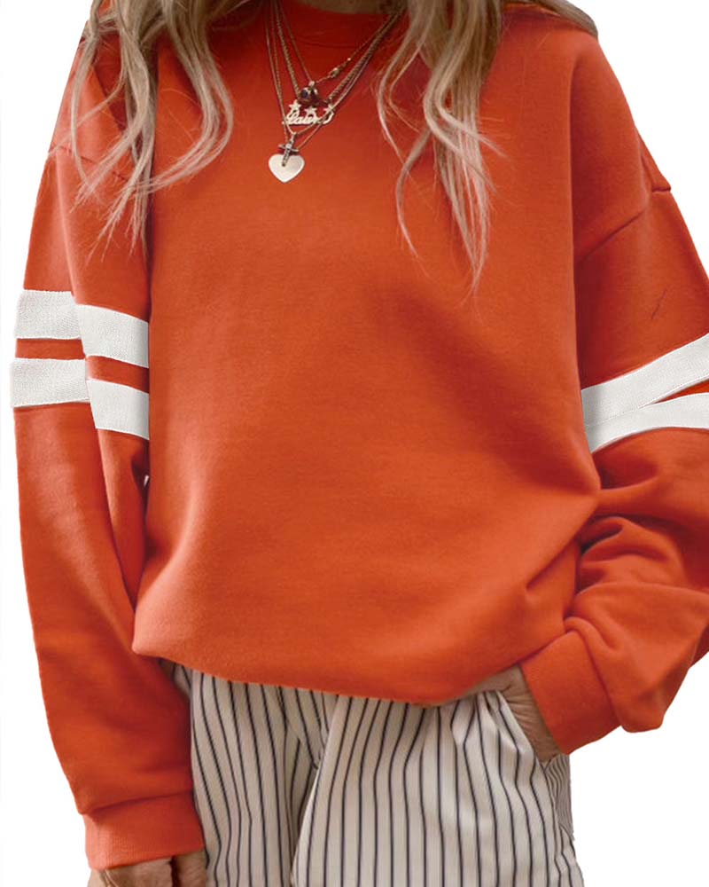 Color-Block Langarm Rundhals-Sweatshirt