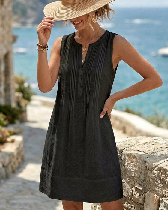 Kleid Ärmellos Akkordeonfalte Kurz