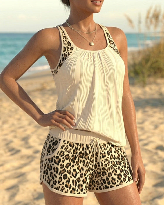 Tankini Leopardenmuster Schnürung