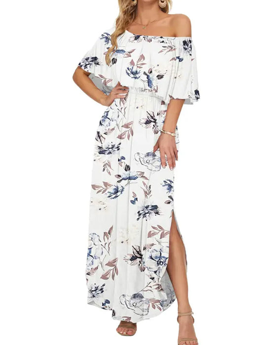 Kleid Elegant Tintenwäsche Blumen Maxi