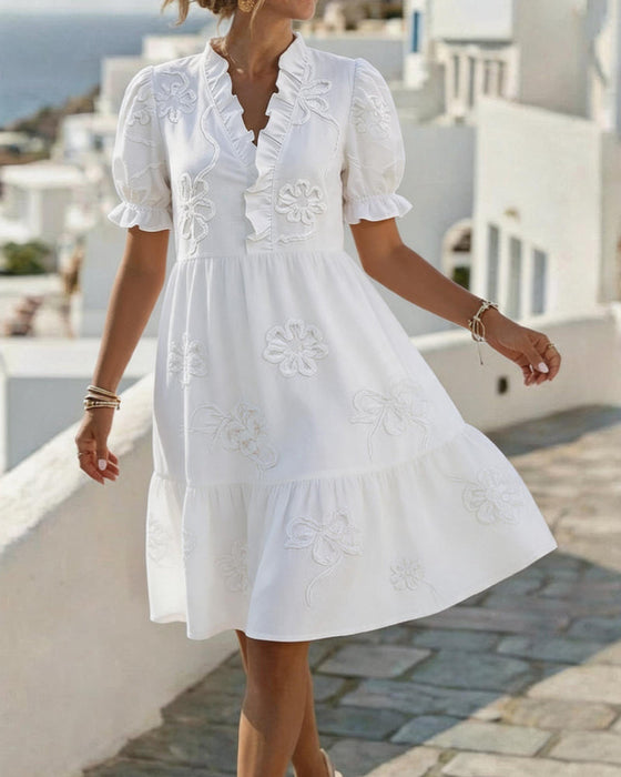 Kleid Puff Kurzarm Blumig
