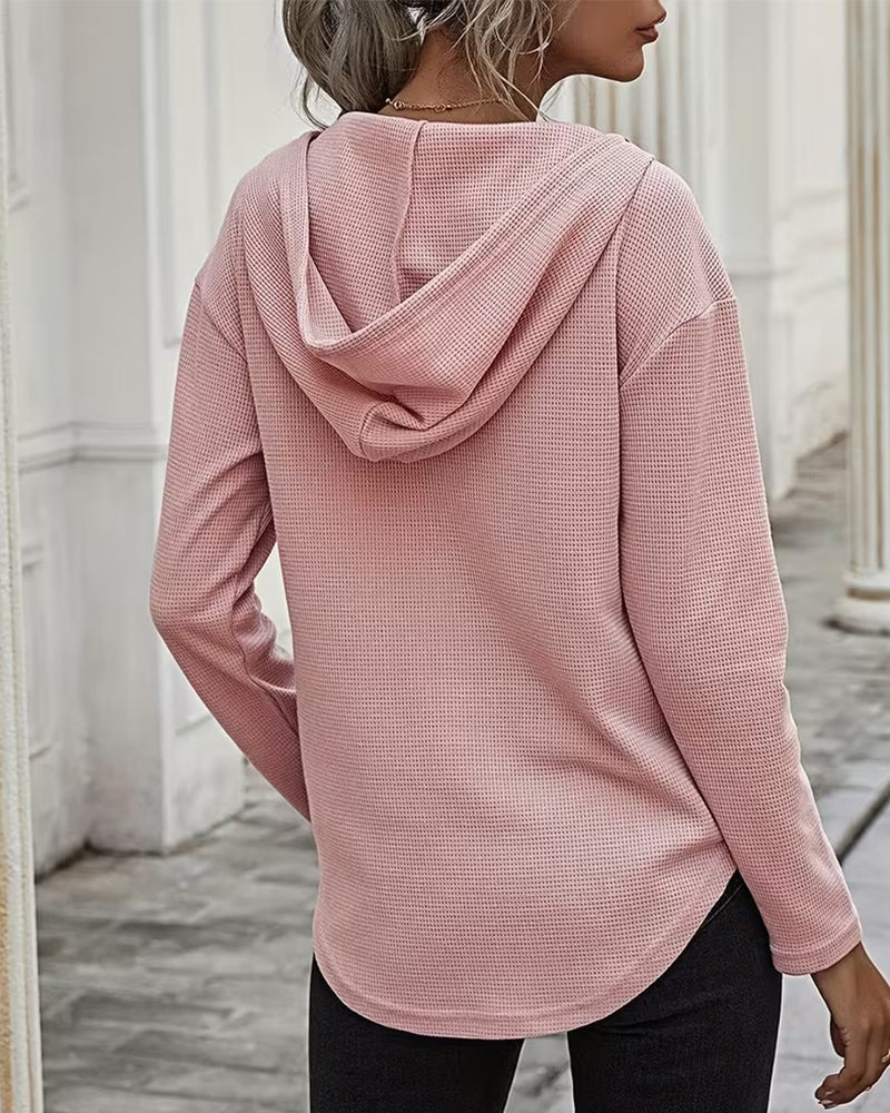 Bluse V-Ausschnitt Hoodie Unregelmäßig