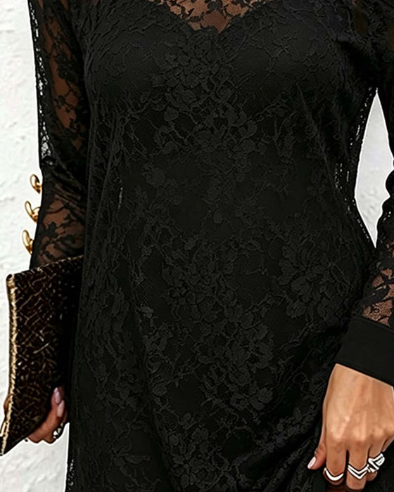 Kleid Durchsichtig Spitze Ein-Schulter