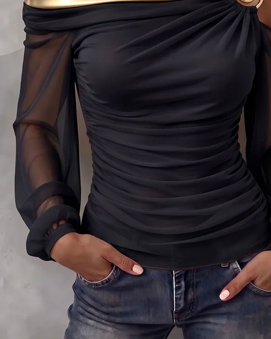 Top Symmetrisch Asymmetrisch Schulterfrei Slim