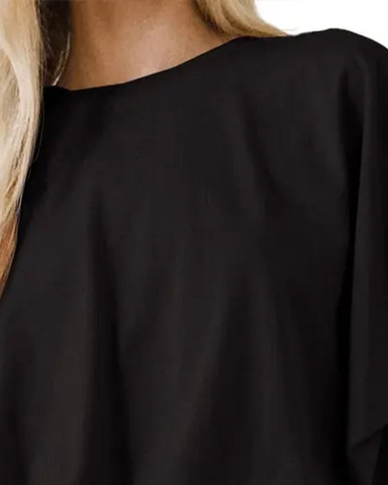 Oberteil Einfarbig Puffärmel Cropped