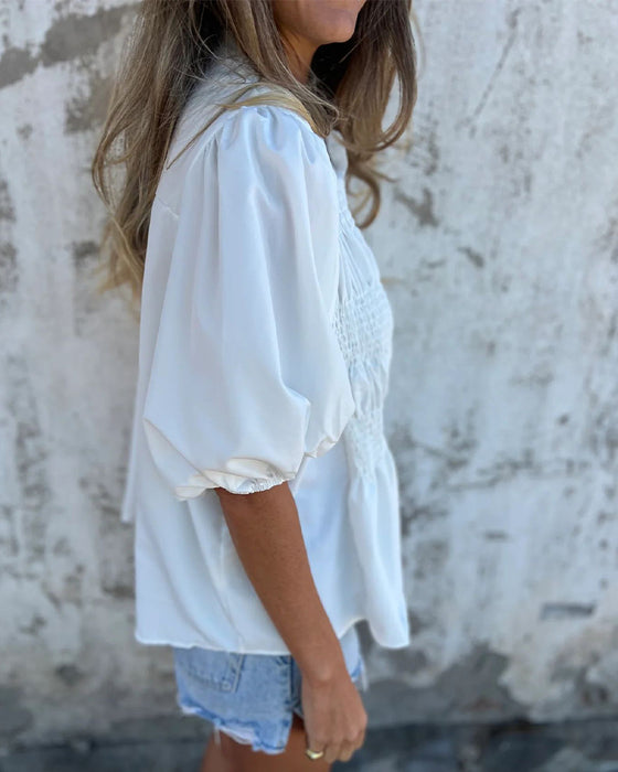 Bluse Casual Mode Kurzarm Einfarbig