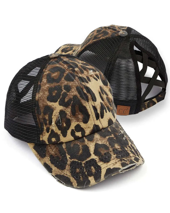 Cap Verstellbar Kreuz Rückseite Distressed Denim Baseball