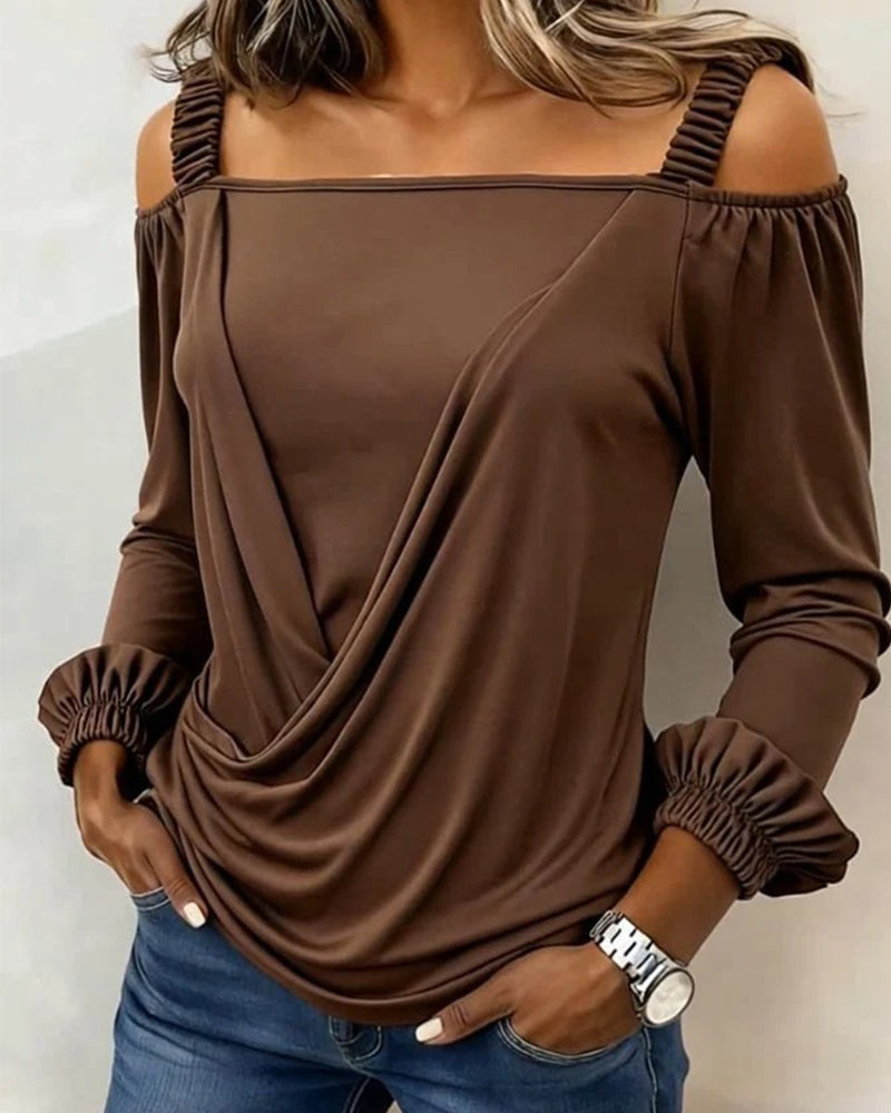 Oberteil Camisole Off-Schulter Kreuz Puff-Ärmel