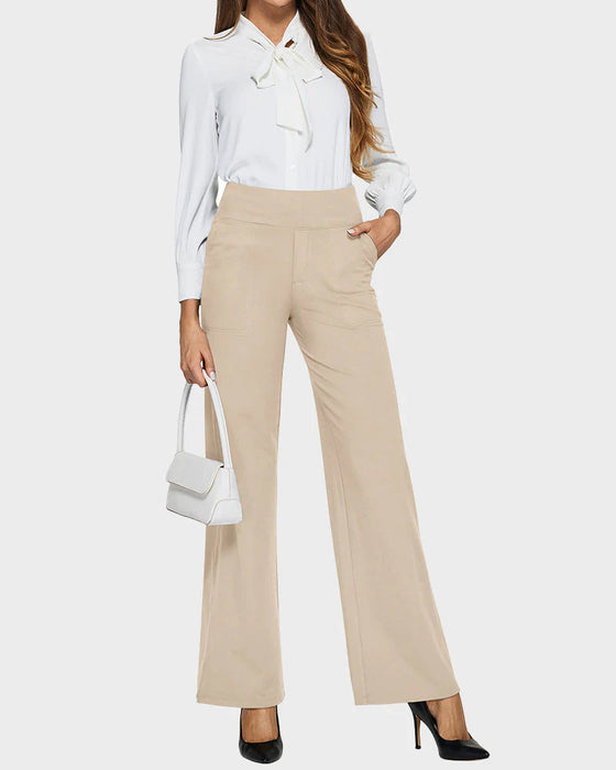 Hose Damen High Waist Stretch Casual Yoga Weites Bein