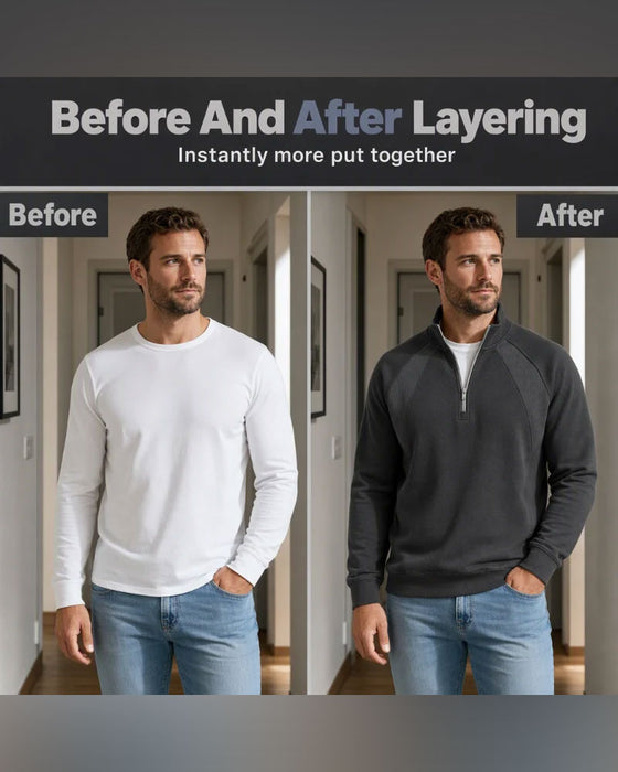 Sweatshirt Halb Zip Stehkragen