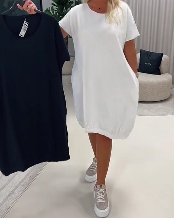 Kleid Kurzarm Rundhals Loose-Fit