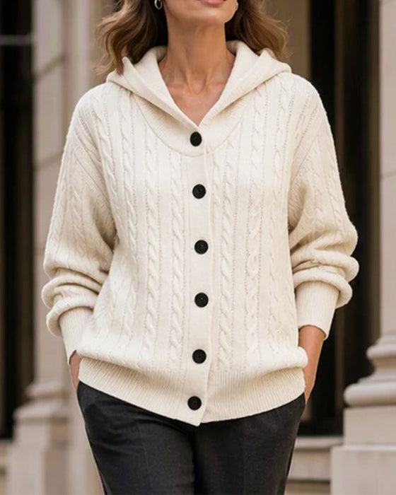 Cardigan Mit Kapuze Offen Vorne Gestrickt