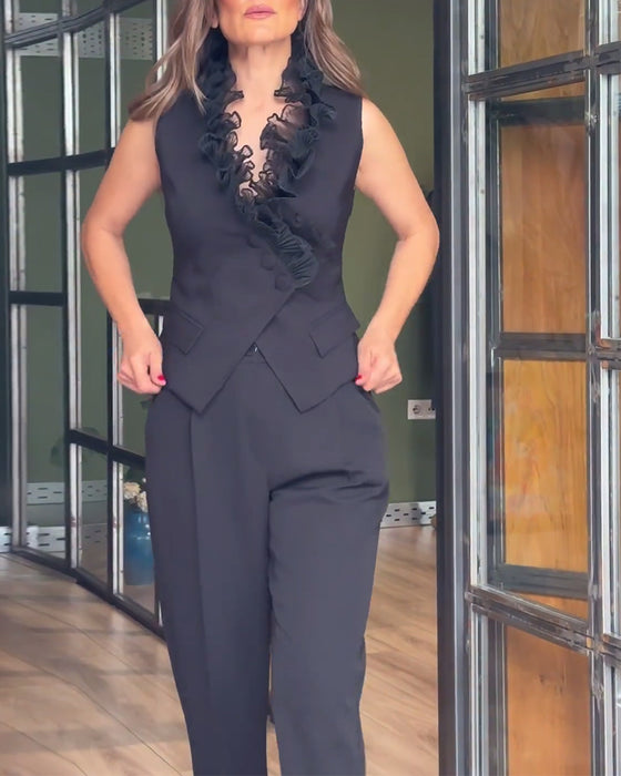 Weste – Slim Fit mit Rüschen