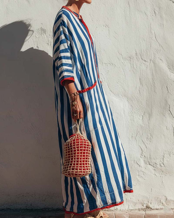 Kleid Vertikaler Streifen Tasche