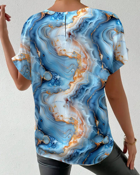 T-Shirt Rundhals Marmorprint