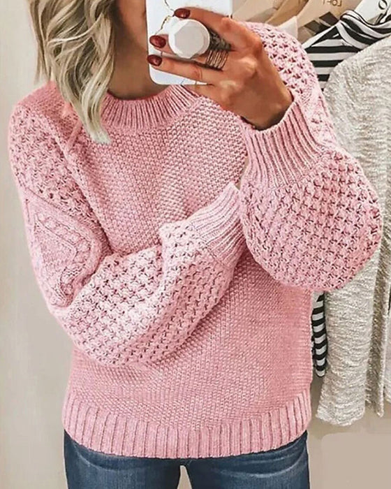 Pullover Vielseitig Uni Farbe Gestrickt