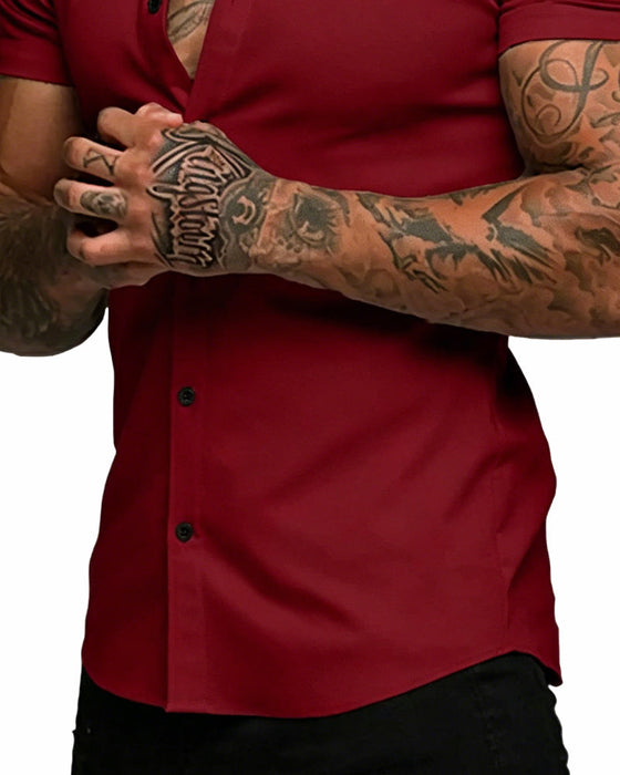 Hemd Hoch Stretch Revers Kurzarm Herren