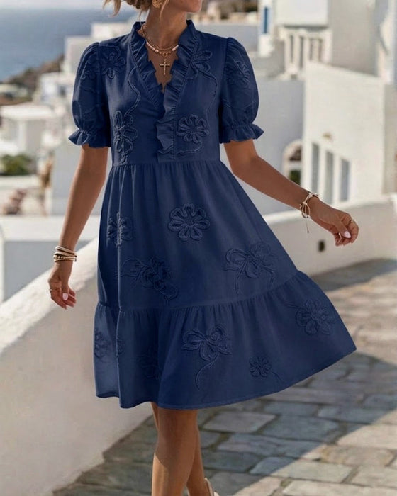 Kleid Puff Kurzarm Blumig