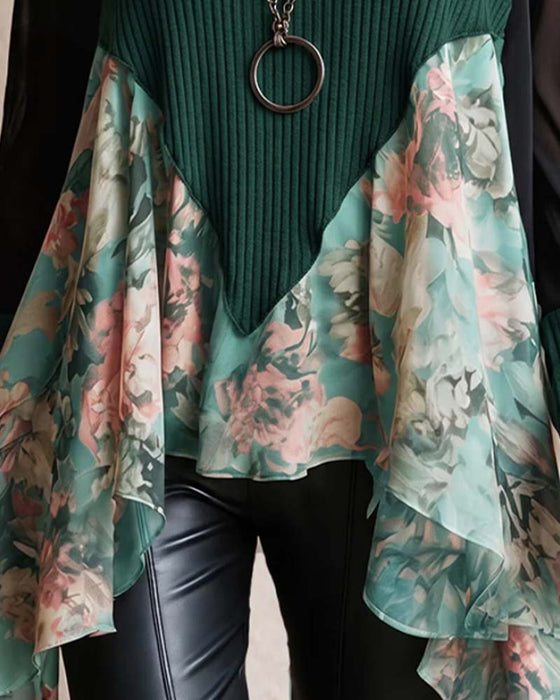 Bluse Patchwork Blumen Unregelmäßig