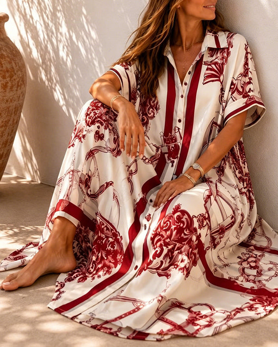 Kleid Vintage Schnörkel Revers Hemd