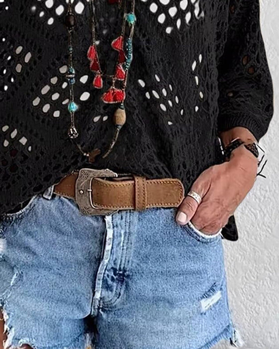Pullover Rautenmuster Lochmuster Locker