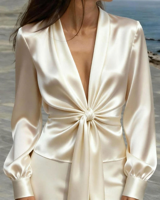 Bluse Mode Tiefes V Raffiniert