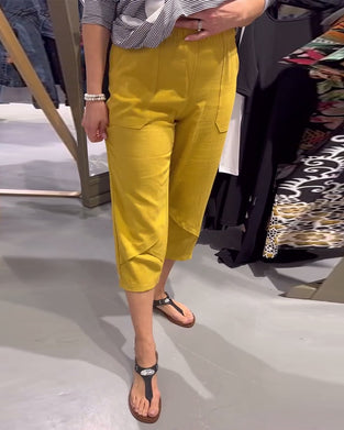 Hosen lässig schmal geschnitten Baumwolle und Leinen kurz