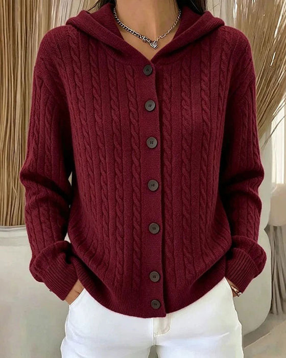 Cardigan Mit Kapuze Offen Vorne Gestrickt