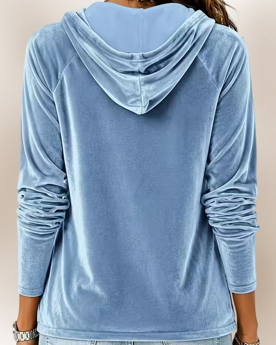 Kapuzenpullover Samt Mit Kapuze Kordelzug Langarm