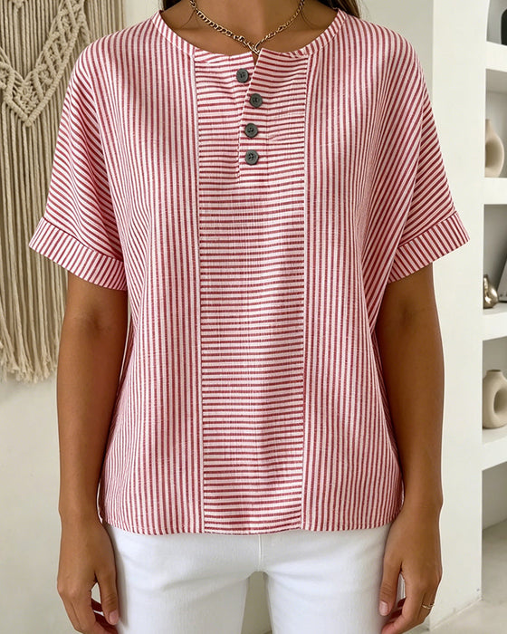 Bluse Rundhals Kurzarm