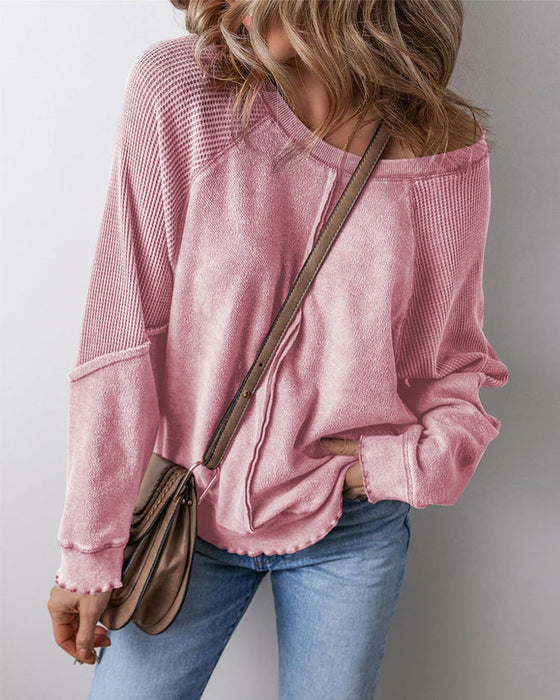 Sweatshirts Umgekehrte Naht Patchwork Lässig
