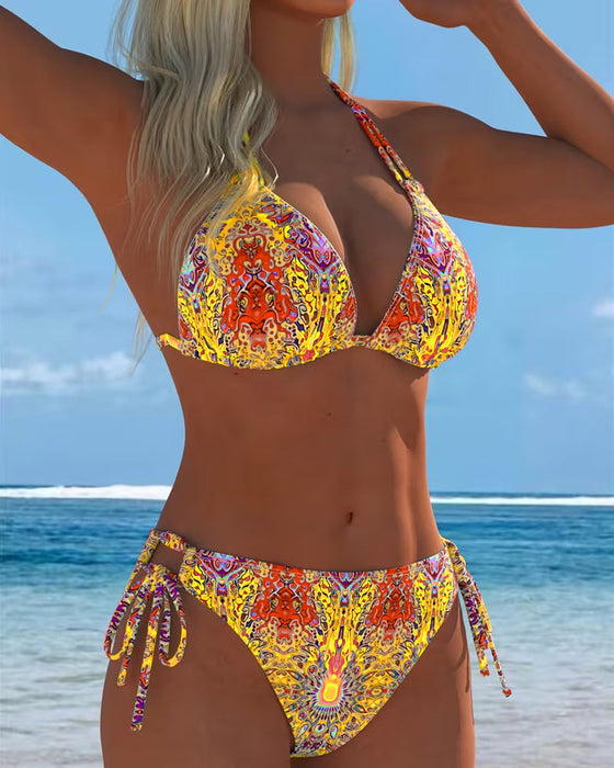 Bikini Farbig Halter Druck