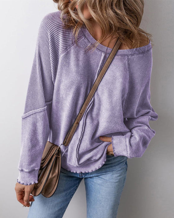 Sweatshirts Umgekehrte Naht Patchwork Lässig