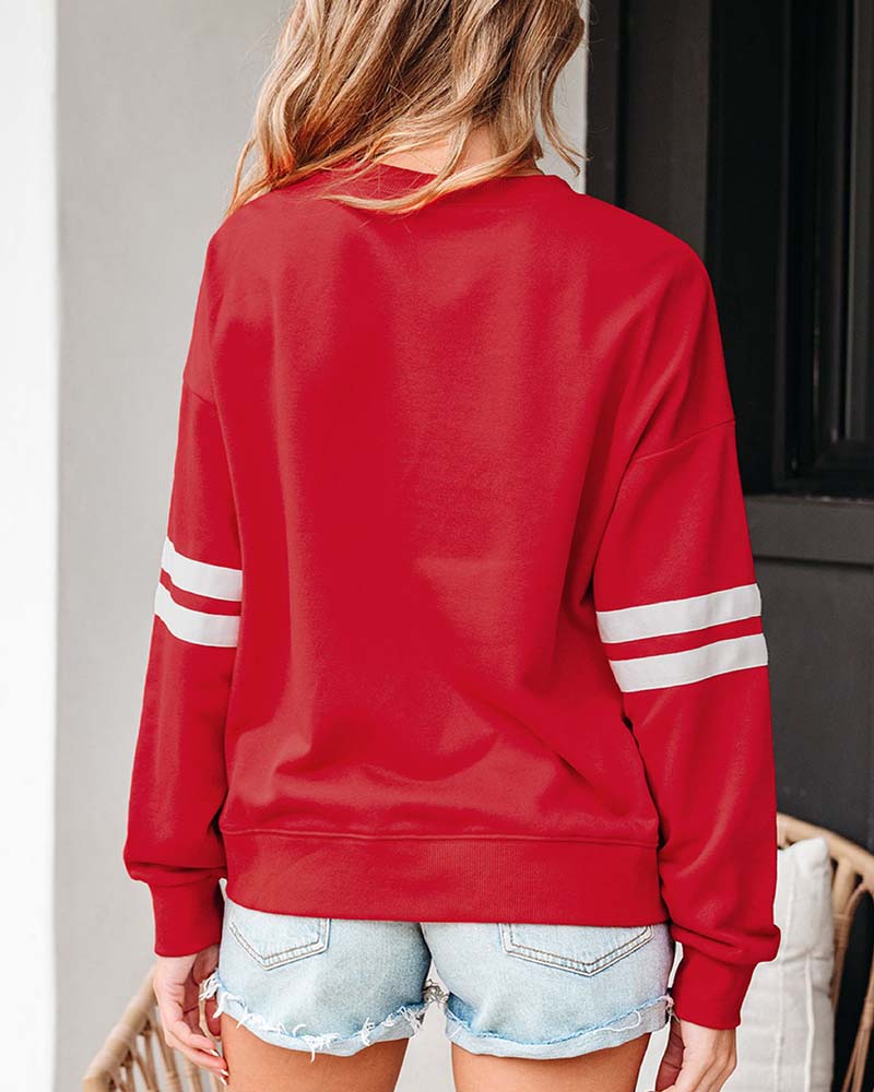 Color-Block Langarm Rundhals-Sweatshirt