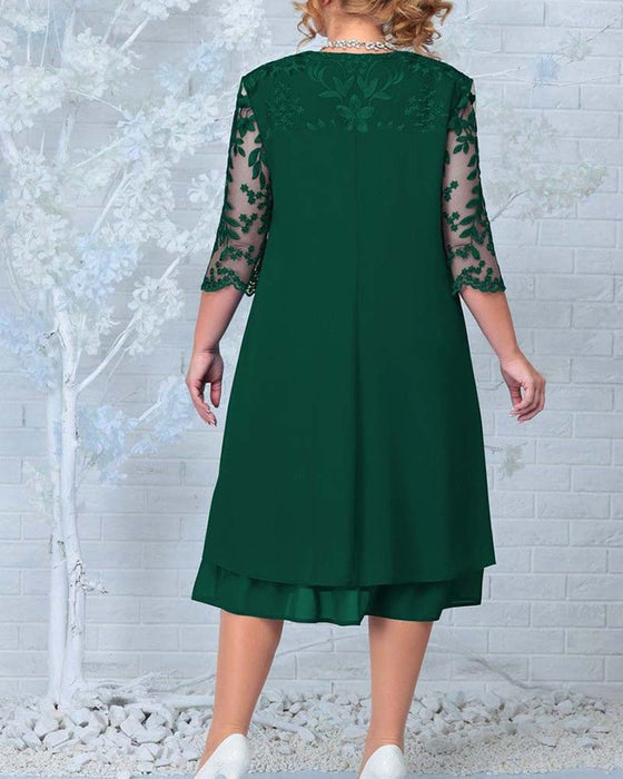 Kleid lässig locker bestickter Chiffon