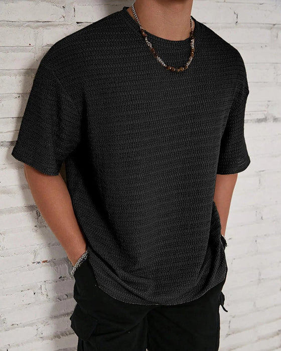 T-Shirt Herren Uni Farbe Atmungsaktiv Kurzarm