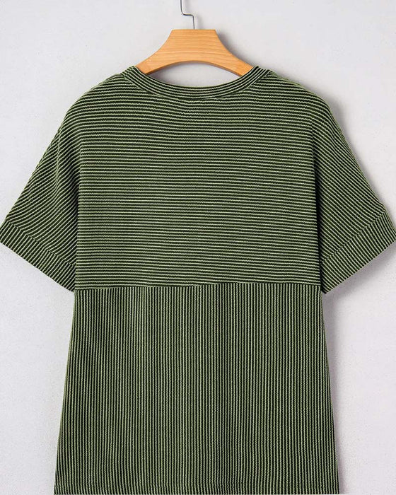T-Shirt Gestreift Kurzarm Rundhals