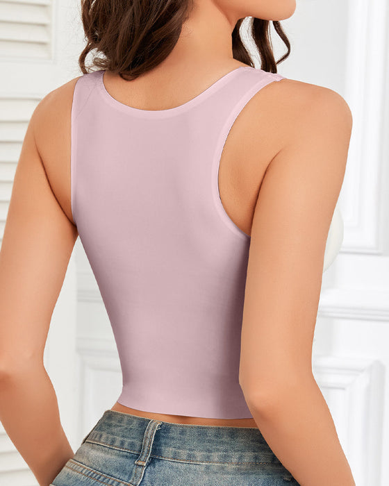 Tank Top Mesh-Splicing Eingebauter Bh