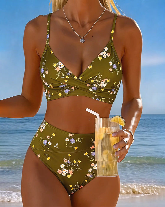 Bikini Sexy Sich Kreuzend Blumenprint