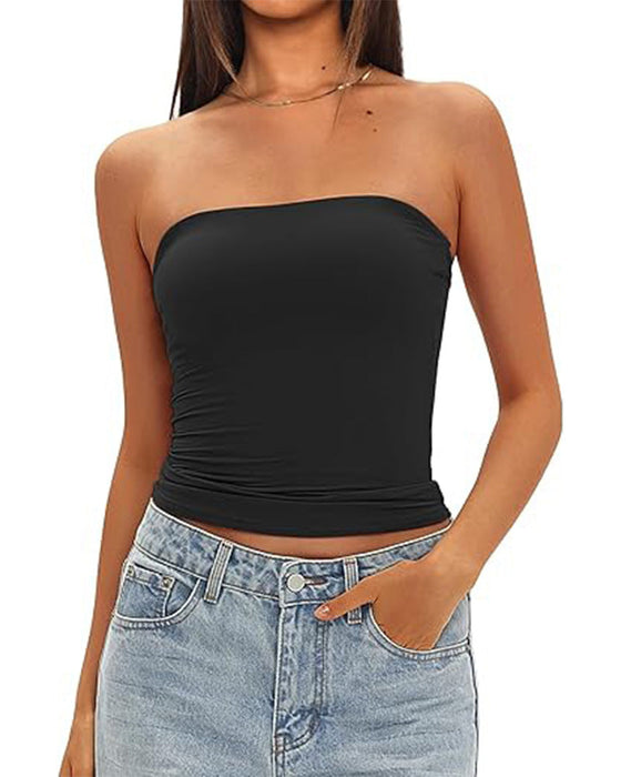 Tank Top Trägerlos Kurz Enganliegend