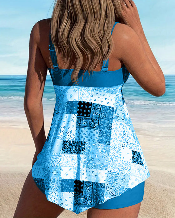 Tankini Zweiteilig Bedruckter Boxer