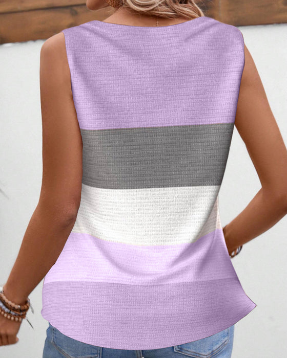 Gestreiftes Tanktop mit Knöpfen und Falten