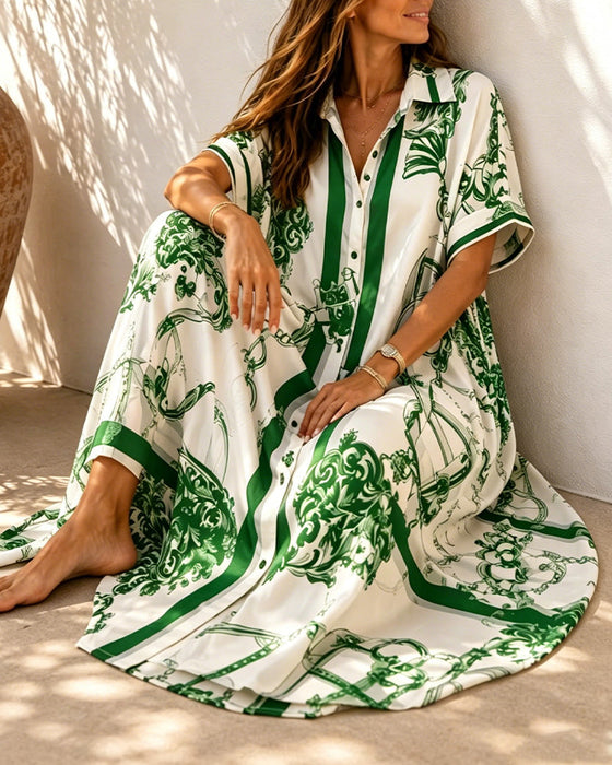 Kleid Vintage Schnörkel Revers Hemd