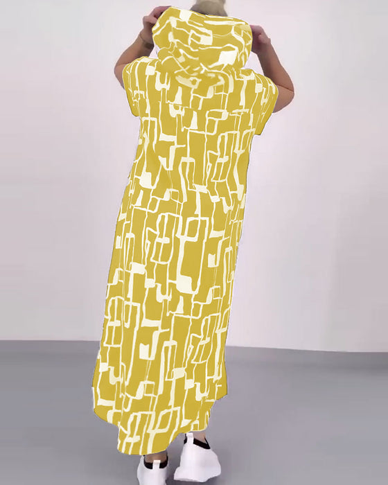 Kleid Halb-Reißverschluss Locker Kontrast