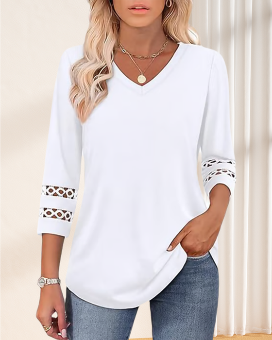 V-Ausschnitt T-Shirt Mit Ausgeschnittenem Kragen Design