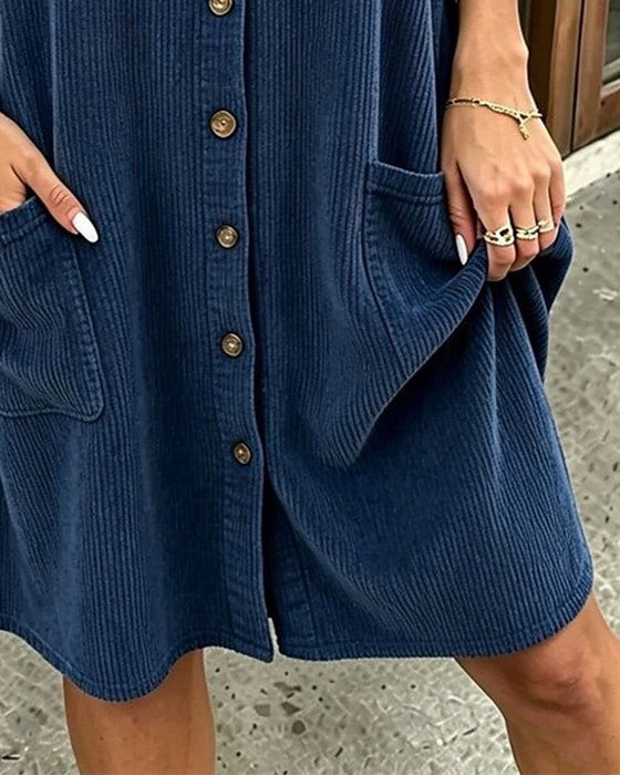 Kleid Stilvoll Hemd Stil Kurz